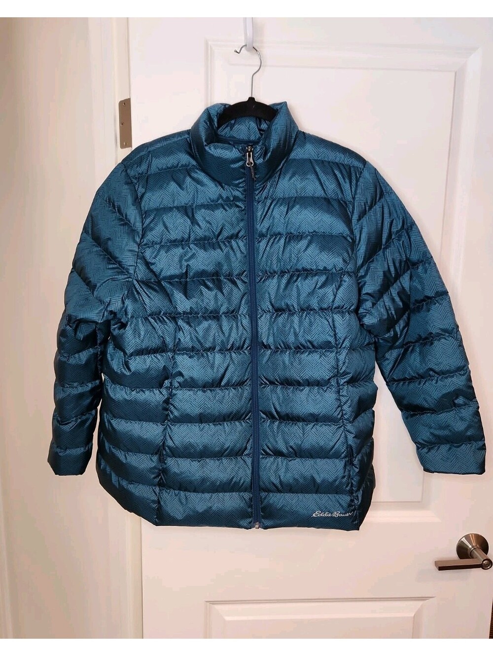 EDDIE BAUER EB650 Down Puffer Jacket Women's 1X XL Full Zip Filled Quilted MINT